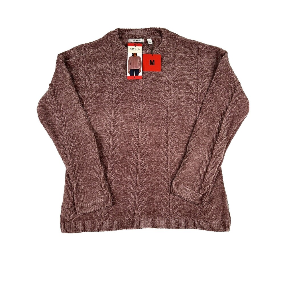 NWT Orvis Sweater Women's Size Medium Pink Chenille Crewneck